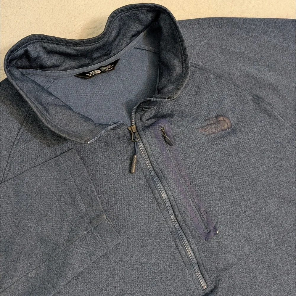 The North‎ Face 1/4 Zip Midweight Pullover Men's 2XL Blue Zip Pocket